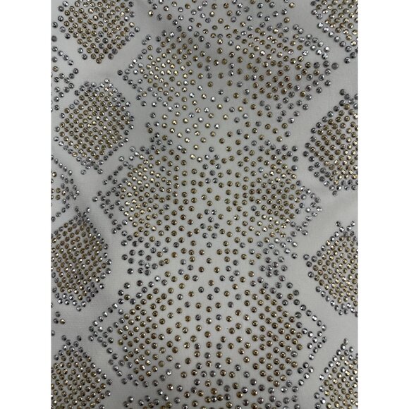 Cache Women Off White Gold and Silver bedazzled studs Sleeveless Dress XL - Picture 4 of 4